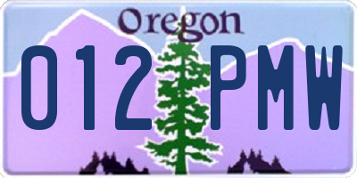 OR license plate 012PMW