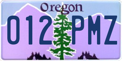OR license plate 012PMZ