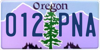 OR license plate 012PNA