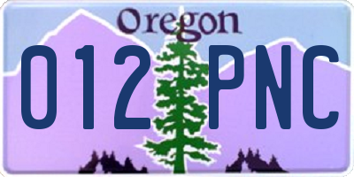 OR license plate 012PNC