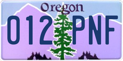 OR license plate 012PNF