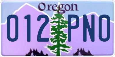 OR license plate 012PNO