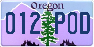 OR license plate 012POD
