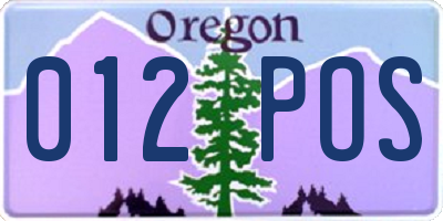 OR license plate 012POS