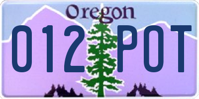 OR license plate 012POT