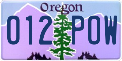 OR license plate 012POW