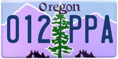 OR license plate 012PPA