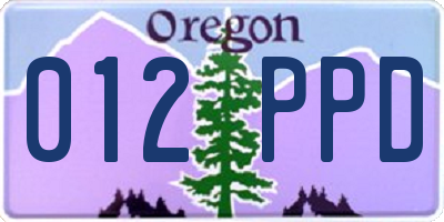OR license plate 012PPD