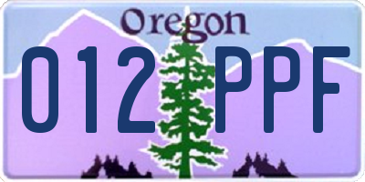 OR license plate 012PPF