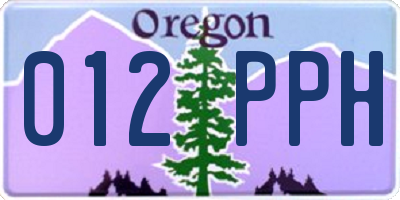 OR license plate 012PPH