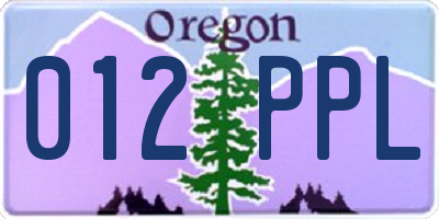 OR license plate 012PPL