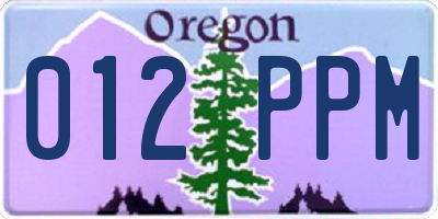 OR license plate 012PPM