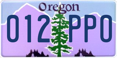 OR license plate 012PPO