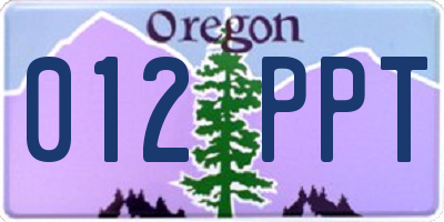 OR license plate 012PPT