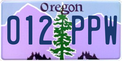 OR license plate 012PPW