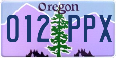 OR license plate 012PPX