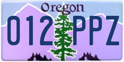 OR license plate 012PPZ