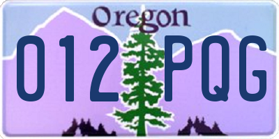 OR license plate 012PQG