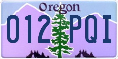 OR license plate 012PQI