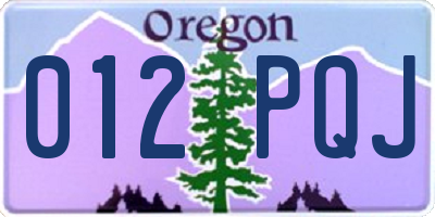 OR license plate 012PQJ