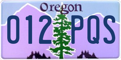 OR license plate 012PQS