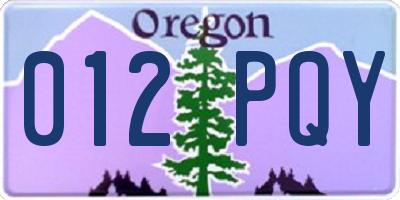 OR license plate 012PQY