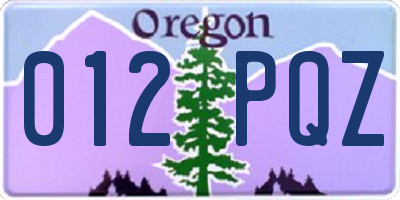 OR license plate 012PQZ