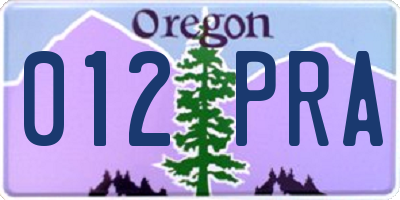 OR license plate 012PRA