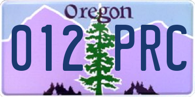 OR license plate 012PRC
