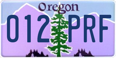 OR license plate 012PRF