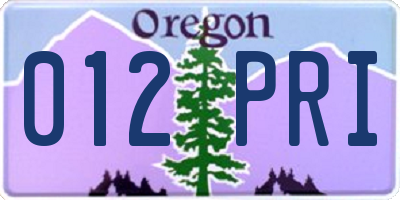 OR license plate 012PRI