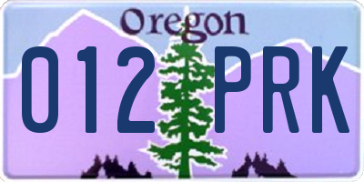 OR license plate 012PRK