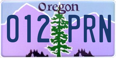OR license plate 012PRN