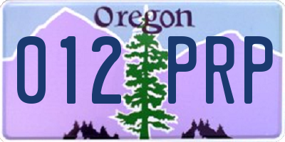 OR license plate 012PRP