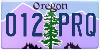 OR license plate 012PRQ