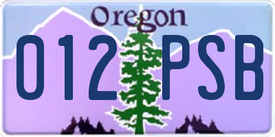 OR license plate 012PSB