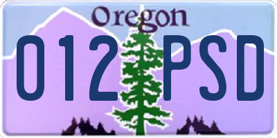 OR license plate 012PSD
