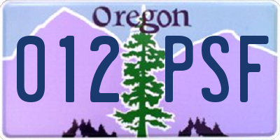 OR license plate 012PSF