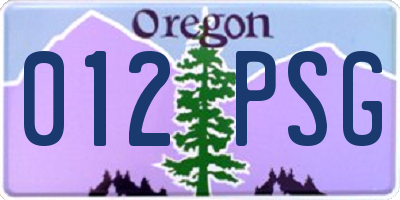 OR license plate 012PSG
