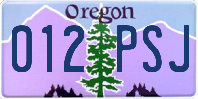 OR license plate 012PSJ
