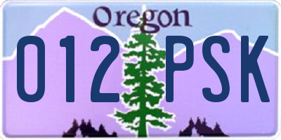 OR license plate 012PSK