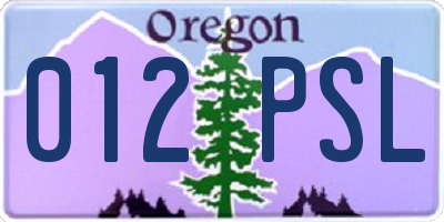 OR license plate 012PSL