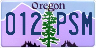 OR license plate 012PSM