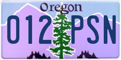 OR license plate 012PSN