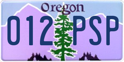 OR license plate 012PSP