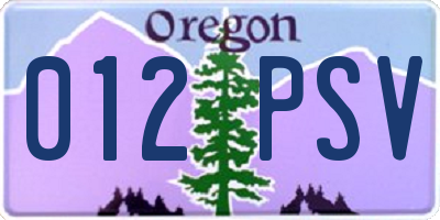 OR license plate 012PSV