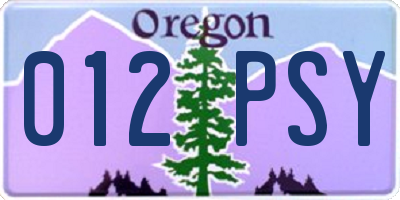 OR license plate 012PSY