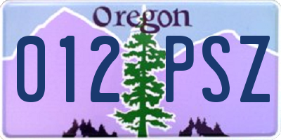 OR license plate 012PSZ