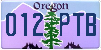 OR license plate 012PTB