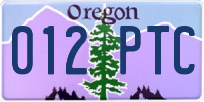 OR license plate 012PTC